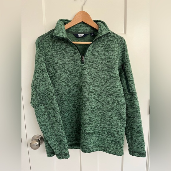 Lands' End Sweaters - Lands’ End Women’s Green Quarter Zip Fleece Pullover Size Small 4-6 Soft Warm